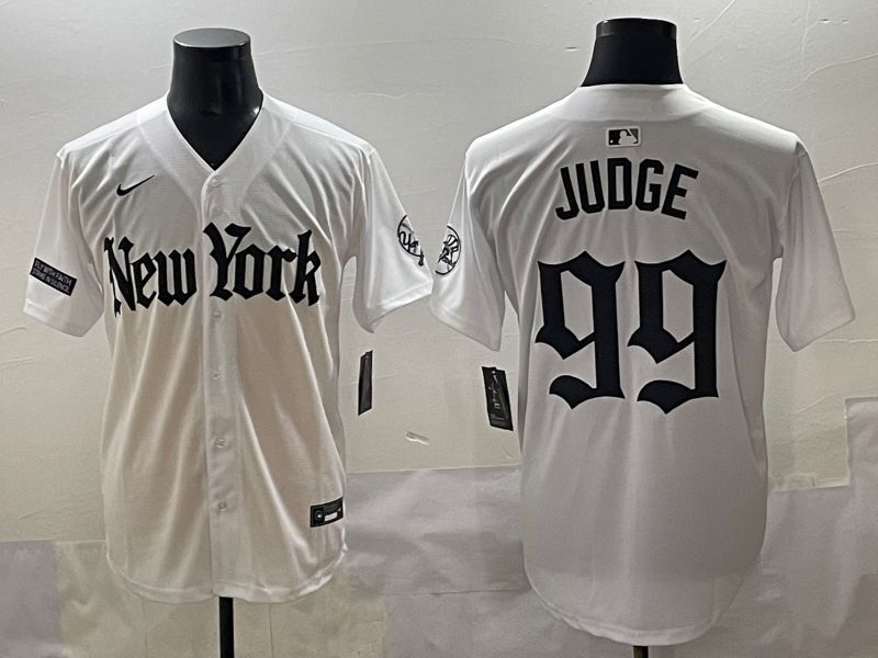 Men 2025 New York Yankees #99 Judge White Five generations Joint Name Nike MLB Jersey style 14->new york yankees->MLB Jersey